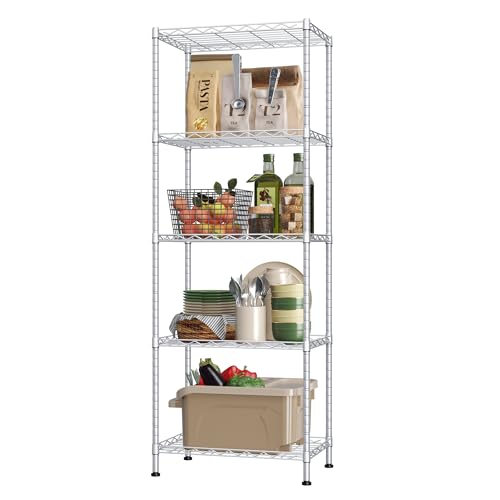 HOMEFORT 5-Shelving Unit, Adjustable Wire Shelving, Metal Wire Shelf Rack