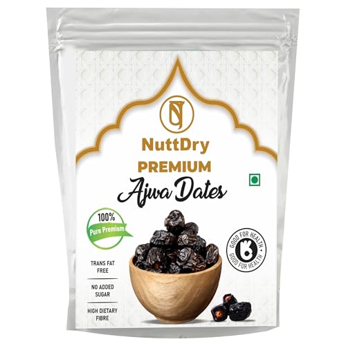 Image of NuttDry Premium Handpicked Fresh Ajwa Dates Original 400g Pack | Iron & Fibre Rich Naturally Sweet Without Added Sugar | Dry Fruits & Nuts | All Natural | No Preservatives | Khajur | Khajoor | Khejur