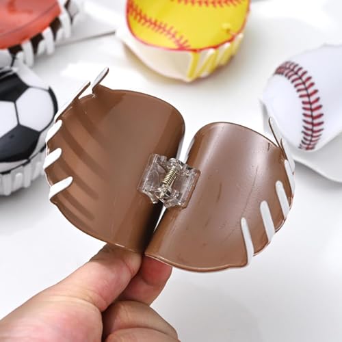 Pinza para cabello amarilla estilo béisbol para mujer miniatura 4