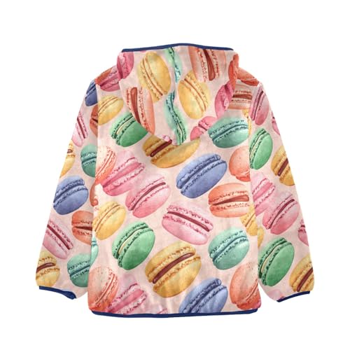 Macarons and Pink Background Girls Fleece Jacket Girls Fall Jacket Boys Coats Zip Up Hoodie Outerwear 2-10T2