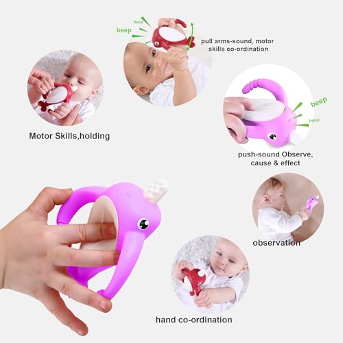 Image of Best Baby Toy for 4Months Baby, Baby Teething Toys for 3-6 6-12 Months, Teething Relief Toys, Food Grade Silicone Montessori Baby Teether Toy for 3-6months, Sensory Toys for Teething Babies, Purple