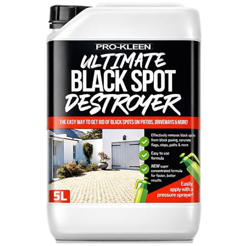 Pro-Kleen Ultimate Black Spot Remover and Destroyer for Patio Stone Block Paving Indian Sandstone and more. Easy to Use Fluid that Powers Through Stubborn Dirt & Grime (5 Litres)