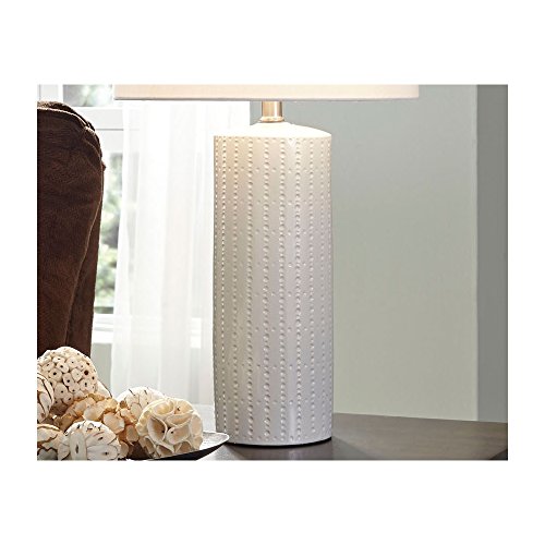 Signature Design By Ashley Steuben Textured Ceramic Table Lamp, 2 Count Lamps, 25", Solid White #TOP4
