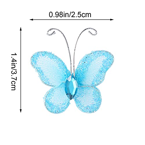 Mariposas de malla azul cielo para manualidades y decoración de bodas, pack de 50 5