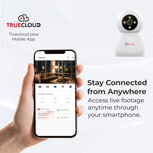 Image of Trueview 3MP WiFi Robot Security Camera with 360 Rotation | All Time Color Night Vision | Smart Tracking | Two Way Audio | Alexa Compatible | 256GB SD Card Support | STQC Certified