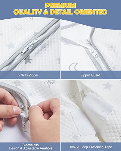 Lictin Baby Sleeping Bag 1.0 Tog Sleep Sack, 100% Cotton Baby Summer Sleeping Bag with Adjustable Length, Baby Wearable Blanket Unisex Toddler Newborn Sleep Bag 18-36 Months, White - Image 6
