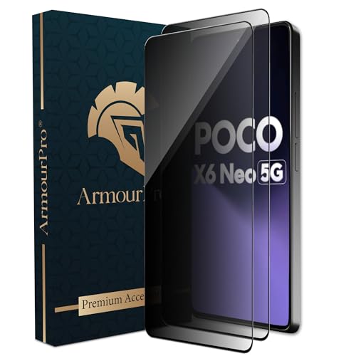 Image of ArmourPro Privacy Tempered Glass Screen Protector Compatible for Redmi Note 13 Pro Plus, Note 13 Pro and Poco X6 Neo (6.67 Inch) with Edge-to-Edge Protector Coverage and Easy Installation kit (Pack of 2)