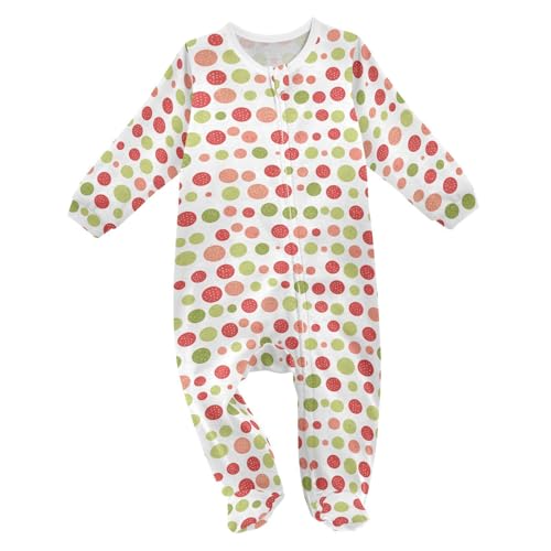 La mejor comparación de Peleles para dormir para Bebé para comprar hoy. 43 Caihoyu - Peleles de dormir para bebé, diseño de lunares rojos, verdes, ajuste cómodo, ropa de dormir, 3M, Puntos rojos y verdes, 9 Meses