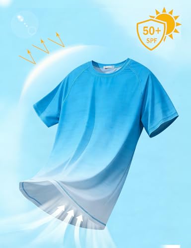 Image of ELETOP Men's Swim Shirts UPF 50+ Short Sleeve Rash Guard Sun Shirts for Beach Fishing