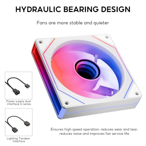 Image of Prism4 MAX 120mm PC Reverse Blade ARGB case Fan,Infinity Mirror RGB Light Effect 5V 3PIN Motherboard Light Sync 800~1600RPM PWM PC Fan(White Forward-5Pack)