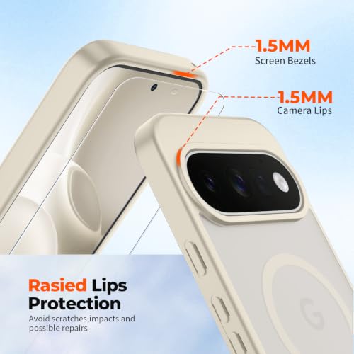 Image of SUPFINE Magnetic for Google Pixel 11 Case - Stone | With Screen Protector,Translucent Matte,Built-in Magnets,Military Grade Drop Protection,Shockproof Phone Cover