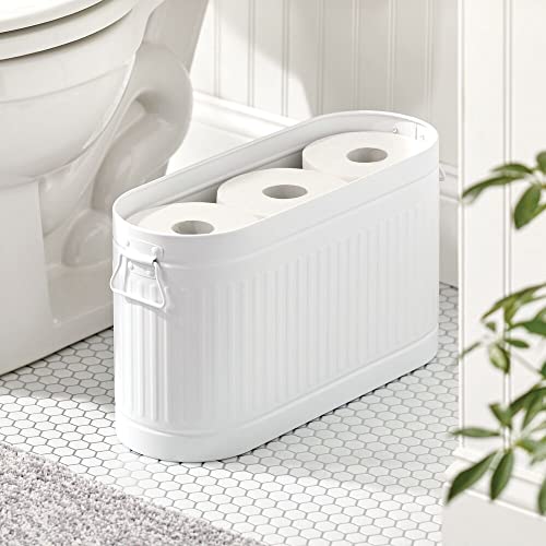 Mdesign Large Steel Free Standing Toilet Paper Organizer, 6-Roll Tissue Storage Holder Container Bin For Bathroom Floor, Fits Under Sink, Vanity, Shelf, In Cabinet, Or Corner, Oscar Collection - White #TOP1