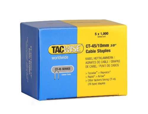 TACWISE 0352 Grapas Serie CT-45 x 10 mm (5 Cajas x 1000 Unidades, para Cables de 4.5 mm en diámetro), Metal, 10 mm, Set de 5000 Piezas