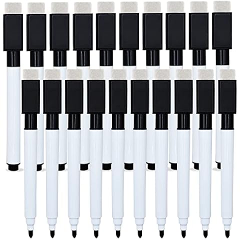 Autoau Whiteboard Stifte 20 Stück, Folienstift Abwischbar Mit Magnetisch Dry Erase Marker, Stift Schwarz für Whiteboards Memoboard Pinnwand Flipchart Marker(11.3 * 1cm) Cover