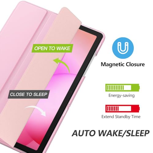 Image of MoKo for Samsung Galaxy Tab A11 Plus / A11+ Case 11 Inch 2026, Galaxy Tab A9 Plus / A9+ Case 11 Inch 2024, Slim Stand Hard PC Translucent Back Shell Smart Cover, Auto Wake /Sleep, Flowers Pink