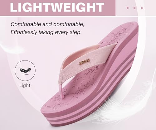 Image of ONCAI Women's Platform Wedge Flip Flops Trendy Dressy Womans Summer Flatform Chunky Heel Sandals with Comfortable Walking Outdoor Rubber Soles (US Size 5-11)