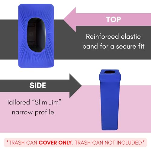 Image of YOUR CHAIR COVERS - 23 Gallon Spandex Slim Jim Narrow Trash Can Cover - Royal Blue (Cover ONLY, Trash CAN NOT Included)