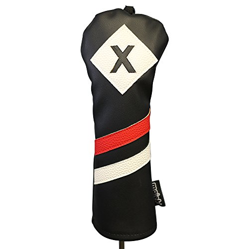 Majek Retro Golf Headcovers Black Red and White Vintage Leather Style 1 3 5 X Driver and Fairway Head Covers Fits 460cc Drivers Classic Look