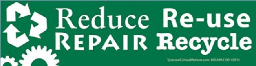 Reduce Re-use Repair Recycle - Bumper Sticker/Decal (11.5" by 3")