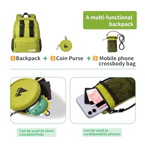 15 Inch Cool Backpack for Woman Man, 3 in 1 Removable, College Travel Daypack, Green Large2