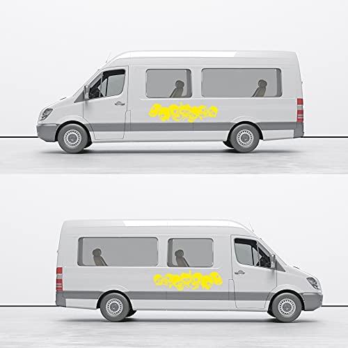 Image of Skull Pattern Auto Side Body Decals Sticker Skull Row Graphics Car Racing Sport Decoration Sticker Self Adhesive Vinyl Sticker 59.06'' x 15.75'', Yellow