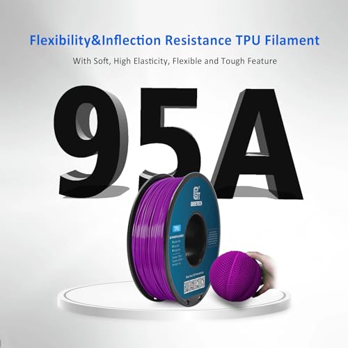 Image of Geeetech TPU Filament 1.75mm - 95A Flexible 3D Printer Filament with High Elasticity, 1KG (2.2lbs) Spool, Dimensional Accuracy ±0.03mm, Fits Most FDM Printers (Purple)