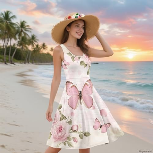 Image of TOADDITDO Womens Summer Sleeveless Tank Dress with 2 Side Pockets XS-4XL Plus Size