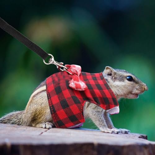 Image of 2 Pieces Guinea Pig Clothes Baby Ferret Rats Hamster Soft Mesh Harness Leash Vest Set with Bell for Guinea Pigs, Hamster, Ferret, Rabbit, Chinchilla and Similar Small Animals