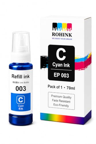 Image of ROHINK Compatible Ink for Epson L3110, L3150, L3250, L3252, L3115, L3116, L3101, L3210, L3215, L3216, L3151, L3152, L3156, L5190 Printers (003 Cyan Pack 1)