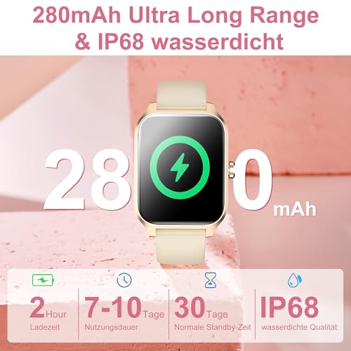 Smartwatch Damen Herren,Fitnessuhr Tracker mit Telefonfunktion 1.83" Touchscreen,Uhren Fitness Tracker IP68 Wasserdicht/Blutsauerstoff/Pulsmesser/Sportuhr Aktivitätstracker für Android/iOS – Bild 4
