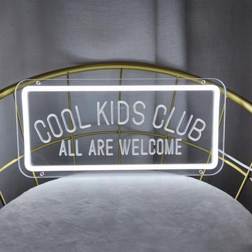Image of Cool Kids Club Neon Signs for Wall Decor, Cool Kids Club All Are Welcome Neon Sign LED Light Signs Bedroom Decorations for Party Club Bedroom Decoration, 13.3 inch x 6.3 inch