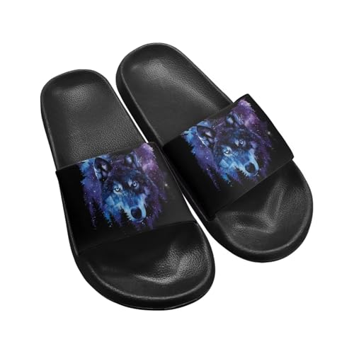 Biyeji - Sandalias de ducha con puntera abierta, para verano, playa, piscina, baño, jardín, casa, 35-45, lobo, 45.5 EU
