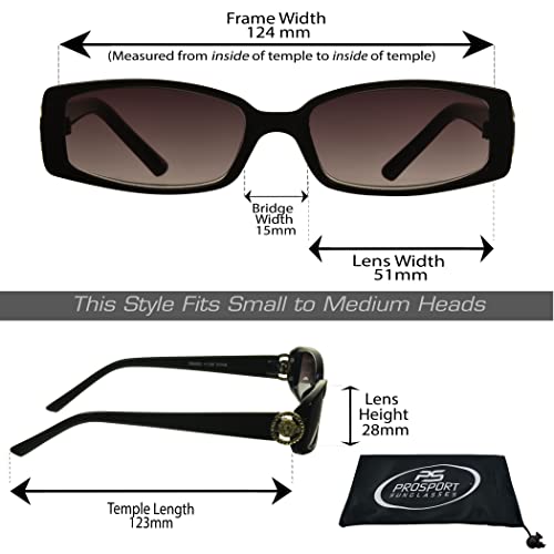 Image of proSPORT Full Lens Reading Sunglass Tinted Readers Women Small Gold or Silver Lion Crest Medusa Emblem Logo NOT BIFOCAL