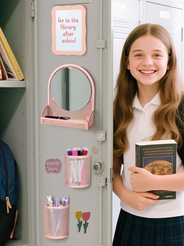 Image of ANPHSIN 12Pcs Metal Magnetic Locker Accessories Decor for Girls, Pink