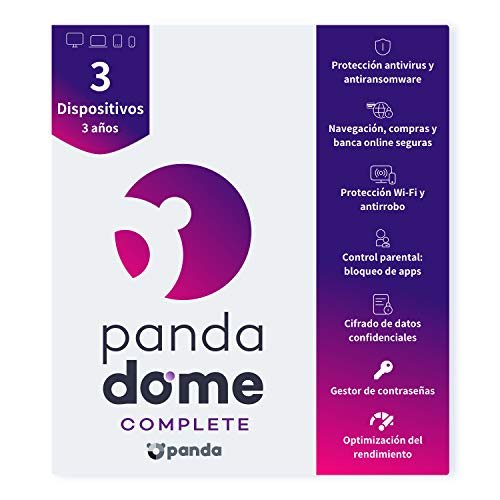 Panda Dome Complete 2020 u0096 Antivirus | 3 Dispositivos | 3 años | VPN | Antiransomware | Control Parental | Banca Segura | Bloqueo Antirrobo | Gestor de Contraseñas | Encriptación de Archivos