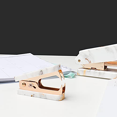 Office Stapler Staples Remover Set, Marble Gold Line Print Gold Tone Desk Executive Manual Staplers And Staple Remover Tool For Desktop Accessories Supplies #TOP7