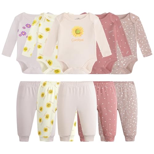 Baby Newborn Layette 10-Piece Clothing Sets Soft Cotton Bodysuits Pants Sets for Baby Boys Girls Toddler Unisex2