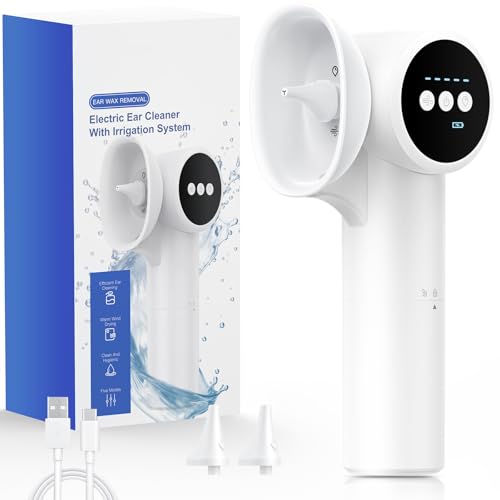 Ear Wax Removal with Mild Drying, Safe and Gentle Ear Cleaner for Ear Wax Buildup Flushing and Cleaning with Dual-Compartment Design, Ear Wax Cleaner Kit 5 Pressure Settings, Ear Flushing kit IPX7