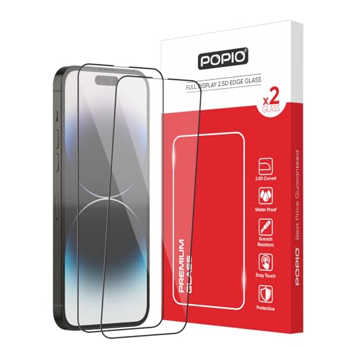 Image of POPIO Xtreme Series Pack of 2 Military-Grade Gorilla Tempered Glass for iPhone 14 Pro Max (Black) | 9H Hardness, Edge-to-Edge Coverage, Anti-Scratch