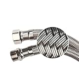 Flexitub - Latiguillo Polimero Plus/Super Macho 1/2 -Hembra 1/2 - Especial Para Termos y Calentadores - Acero Inox 304-16 Bar - Mayor Anchura y Paso de Agua (25cm)