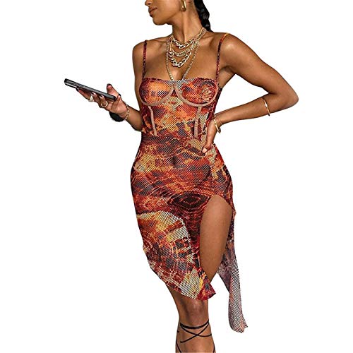 Lingerie clubwear pour discothèque et soirée roleplay en jupe longue imprimée moulante