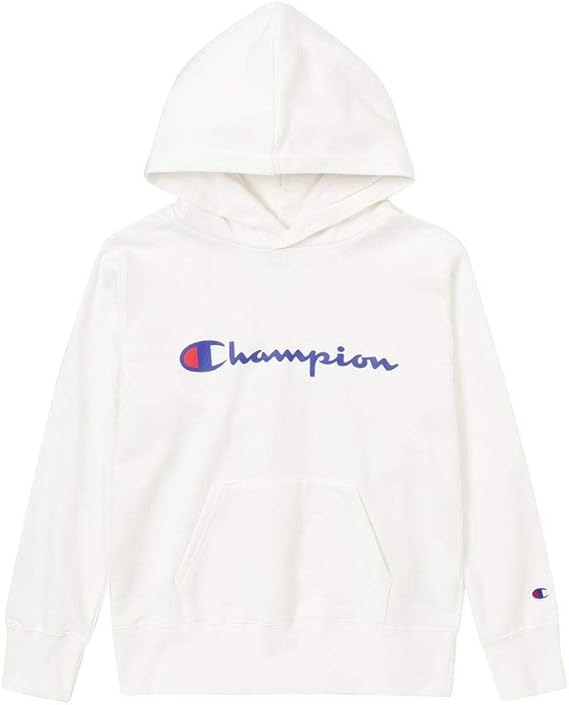 Amazon Champion チャンピオン パーカー 長袖 トレーナー プルオーバー ブランドロゴ キッズ ロゴプリントプルパーカー 子供 男の子 女の子 ボーイズ ガールズ Cs6427 ホワイト 140cm トレーナー パーカー 通販