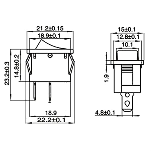 Interrupteur à bascule KCD1 2 broches 250V interrupteur de position snap-in noir - 8