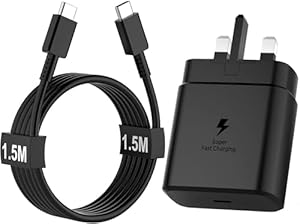 Samsung Charger 45W USB C Plug for Samsung S25 Ultra/S24 Ultra/S23 Ultra/S23+/S23/S22/S21+/A25... Fold 3/S20 5G, with 1.5M/5FT USB C Cable
