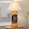 TOCHIC Rustic Table Lamp Farmhouse Wolf Lamp for Living Room Carved Large End Table Lamp Nightstand Lamp for Side Table End Table Nightstand for Bedroom 265 H