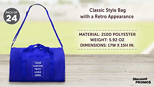 24 Sporty Duffle Bags Set - Customizable Text, Logo - Polyester, Adjustable Strap, Front Pocket, Roll Styling - Royal Blue4