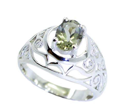 Bague améthyste verte en argent sterling 925 véritable bague pierre verte pour femme