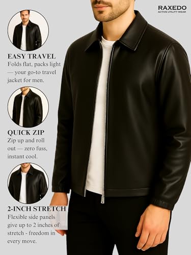 Image of Brown Faux Leather Jacket For Men - Lightweight Stylish Travel Outerwear For Bikers | Leather Jacket For Man - Stylish Lightweight Travel-ready Jacket