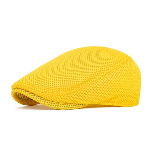 Image of meioro Men's Mesh Flat Cap Summer Breathable Newsboy Hats Beret Ivy Cap Gatsby Irish Cabbie Driving Hat Full Head Wrap