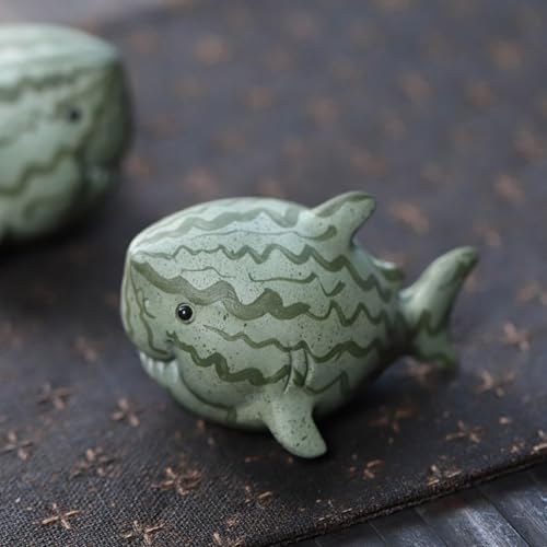 Mascota de té de estilo chino: adorno de tiburón sandía decorativo de 7 cm 5